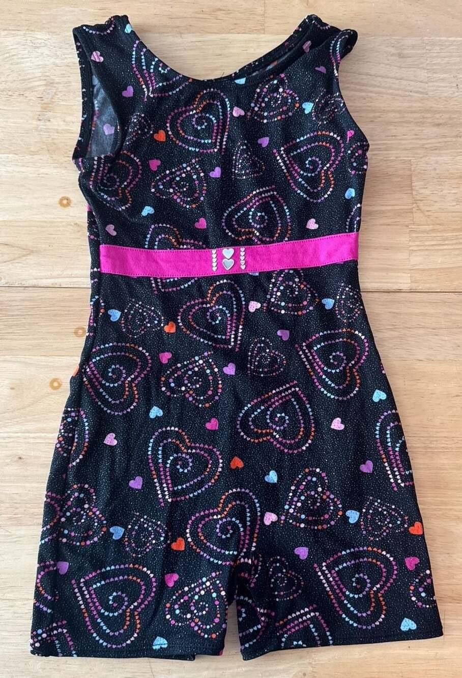 Jacques Moret  Girls Heart Print Gymnastics Biketard Size 8/10